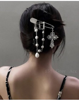 FREE SHIPPING FAUX PEARL CROSS HAIR-CLIPS