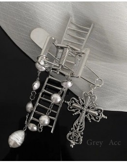 FREE SHIPPING FAUX PEARL CROSS HAIR-CLIPS
