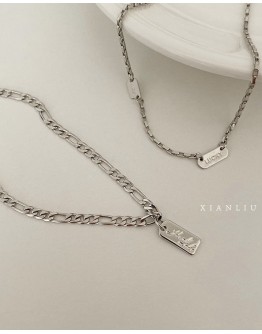 FREE SHIPPING TITANIUM STEEL LUCKY DOUBLE NECKLACE 
