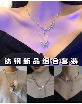   FREE SHIPPING TITANIUM STEEL NEW 4 IN SET NECKLACE 