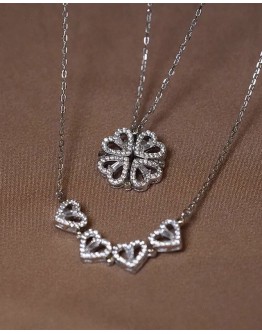   【READY STOCK】FREE SHIPPING RHINESTONE HEART LOVE TITANIUM STEEL NECKLACE 