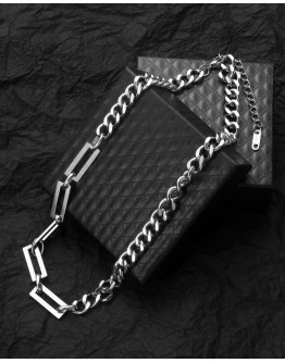          Free Shipping Unisex Asymmetrical Titanium Steel Chain Necklace 