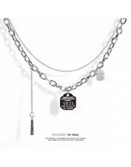   FREE SHIPPING UNISEX TITANIUM STEEL LAYRED NECKLACE 