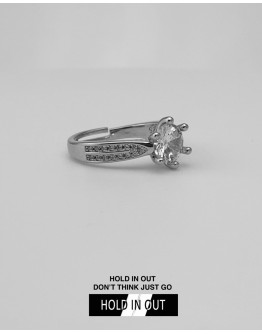 【GS】FREE SHIPPING DOUBLE ROUND S925 OPEN-END RHINESTONE RING WITH BOX