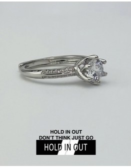 【GS】FREE SHIPPING S925 FLORA SOLITAIRE RHINESTONE RING WITH BOX