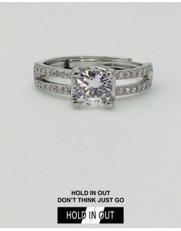 【GS】FREE SHIPPING S925 ROUND CUT-OUT RHINESTONE RING WITH BOX