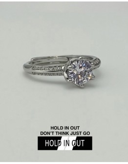【GS】FREE SHIPPING S925 FLORA SOLITAIRE RHINESTONE RING WITH BOX