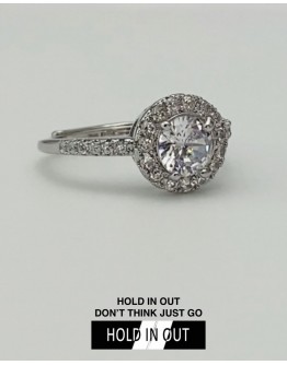【GS】FREE SHIPPING S925 CLASSIC ROUND CUT-OUT RHINESTONE RING WITH BOX