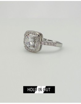 【GS】FREE SHIPPING S925 OPEN-END SQUARE RHINESTONE RING WITH BOX