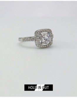 【GS】FREE SHIPPING S925 OPEN-END SQUARE RHINESTONE RING WITH BOX
