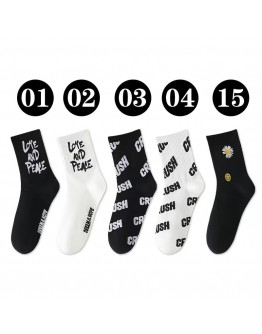 UNISEX FREE SHIPPING PANELED CREW SOCKS 5 IN 1 SET