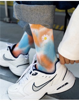 FREE SHIPPING 2 PAIRS UNISEX 36-43 SIZE EMBROIDER FLOWER SOCKS 