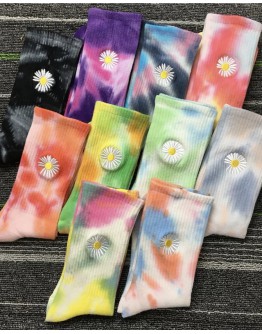 FREE SHIPPING 2 PAIRS UNISEX 36-43 SIZE EMBROIDER FLOWER SOCKS 