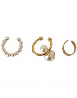    【READY STOCK】 Free Shipping Faux Pearl Metal 3 In Set Earrings