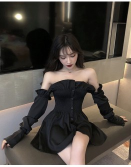    【READY STOCK】Free Shipping Off-The-Shoulder Black Tops