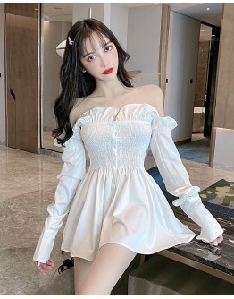   【READY STOCK】Free Shipping Off-The-Shoulder Elastic White Tops