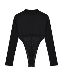          【READY STOCK】Free Shipping Knitted Grenadine Body-Suit Tops