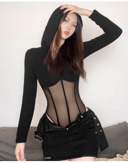           【READY STOCK】Free Shipping Hoodie Long-Sleeved Body-Suit Tops