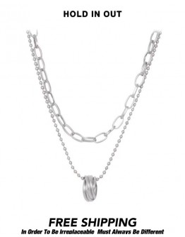         【READY STOCK】Unisex Double Ring Titanium Steel Necklace