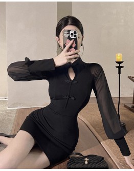 【READY STOCK 】Free Shipping Chiffon Cheongsam Fitted Dress