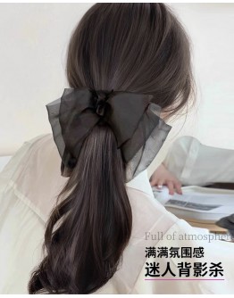      【Ready Stock】Bigger Black Ribbon Faux Hair 55cm