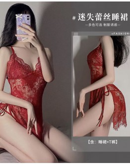          【Ready Stock】Free Shipping Red Backless Camisole Lace Sexy Lingerie