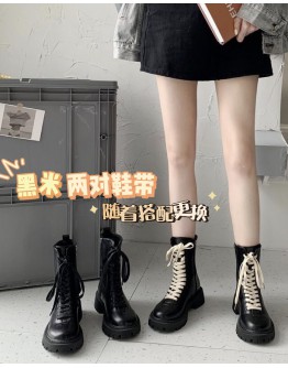          Free Shipping Double Lace-Up Zipper Booties