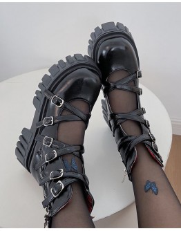        Free Shipping Faux Leather High-Tops Platforms Boots