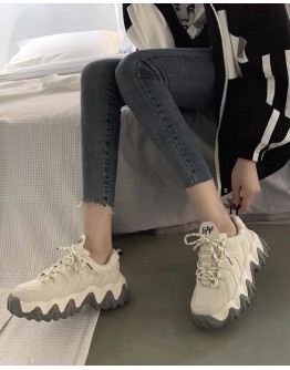   FREE SHIPPING LADIES LACE-UP 5cm SNEAKERS