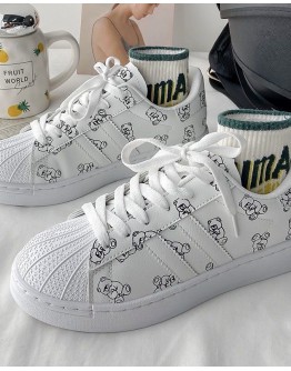   FREE SHIPPING LADIES BEAR PATTERN FAUX LEATHER SNEAKERS 