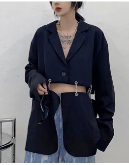      Free Shipping Unisex Chain Cut-Out Coat