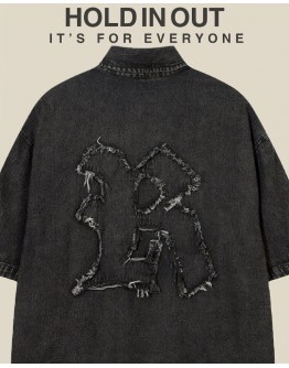      Free Shipping Unisex Distressed Denim Shirt