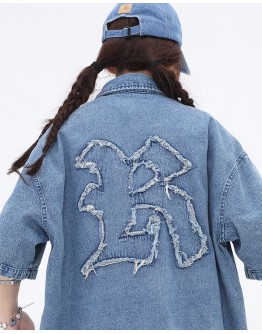      Free Shipping Unisex Distressed Denim Shirt