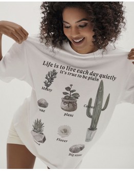              Free Shipping Unisex Cactus Patterned 100% Cotton Tops
