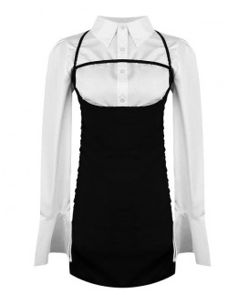    Free Shipping Long-Sleeved Shirt / Fitted Camisole Dress