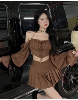       Free Shipping Off-TheShoulder Tops / Skirt