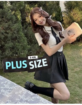      Free Shipping Plus Size Short-Sleeved Shirt / High-Skirt