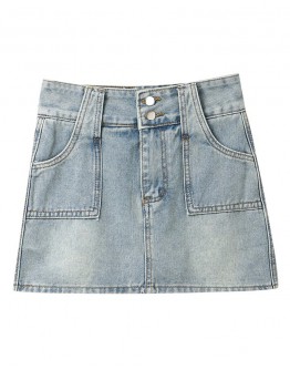    Free Shipping Zipper Denim Short-Skirt