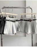              Free Shipping Faux Leather Pleated A-Line Skirt