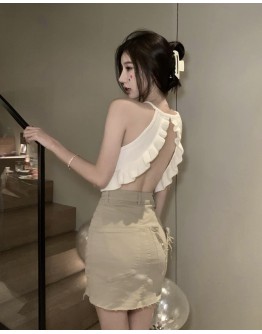           FREE SHIPPING BACKLESS KNIT VEST / FITTED SKIRT
