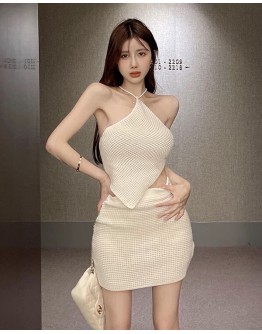          FREE SHIPPING BACKLESS KNITTED TOPS + SKIRT