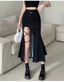          Free Shipping Metal Lace-Up Long-Skirt