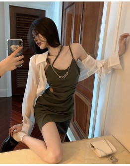          FREE SHIPPING CHAIN FITTED DRESS / SHORT SHIRT