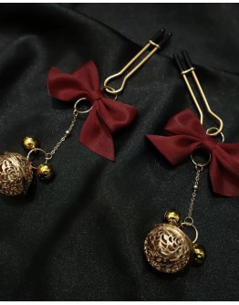                                                                【PREORDER】Metal Bell Ribbon Chain Clips