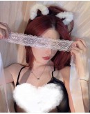                                                          【Preorder】White Velvet Hairband + White Lace Eyepatch Set