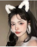                                                          【Preorder】White Velvet Hairband + White Lace Eyepatch Set