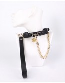                                                          【Preorder】Metal Gold Bell Faux Leather Chain