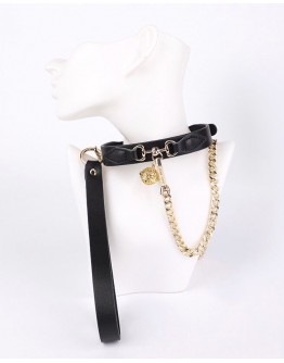                                                          【Preorder】Metal Gold Bell Faux Leather Chain