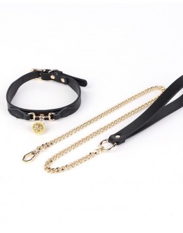                                                          【Preorder】Metal Gold Bell Faux Leather Chain