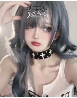                                                         【Preorder】Cross Faux Leather Choker Necklace